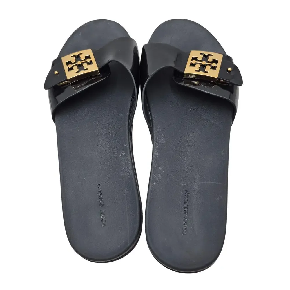 Tory Burch Women's Mellow Buckle Slides slip on black leather women's size 11